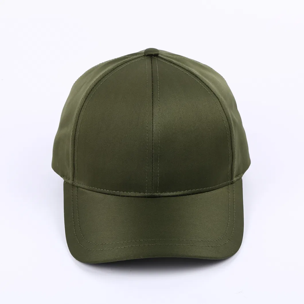 Polyester One Size Fits All Blank High Quality Curved Brim Satin Baseball Cap
