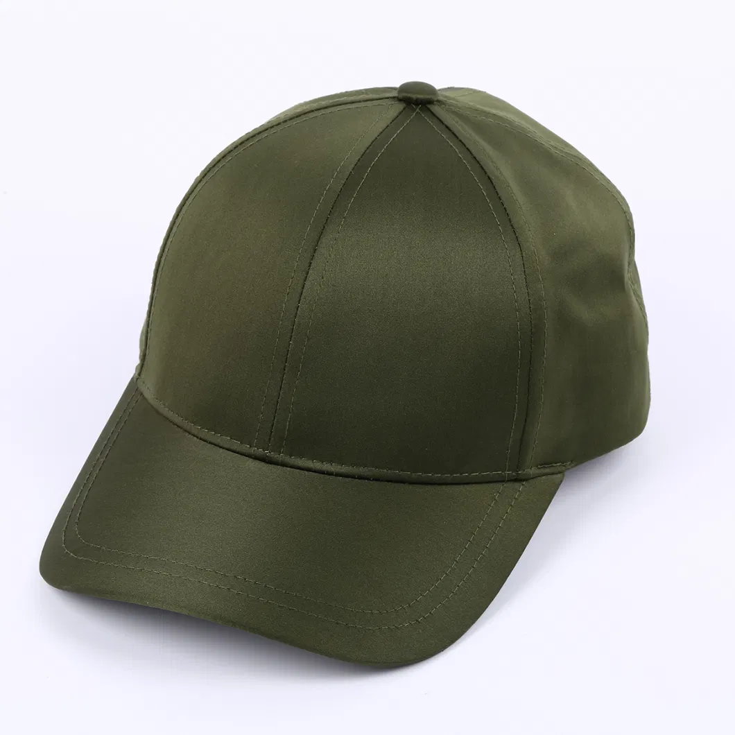 Polyester One Size Fits All Blank High Quality Curved Brim Satin Baseball Cap