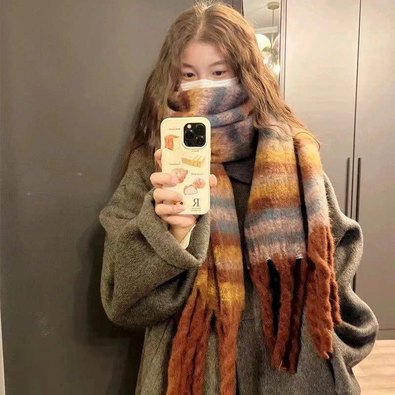 Women Lady Tassel Fashion Cotton Acrylic Winter Warm Trendy Soft Waxy Scarf