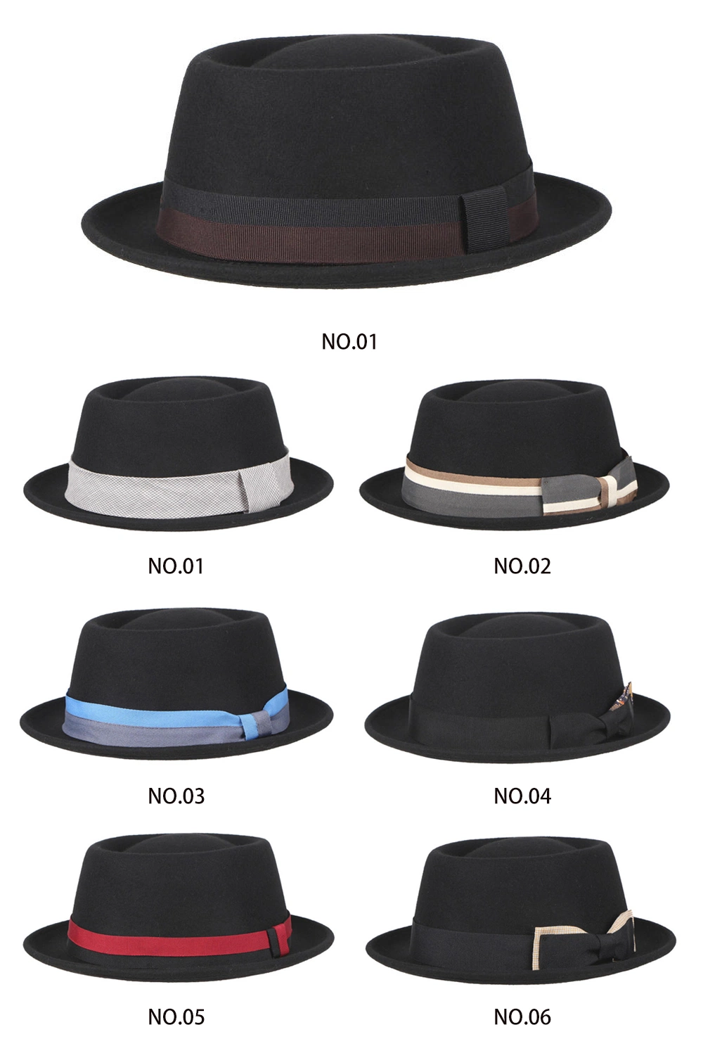 Top Sale New Wide Brim Fashion Jazz Cap Panama Vintage Winter Felt Fedora Wool Wide Custom Bucket Hats