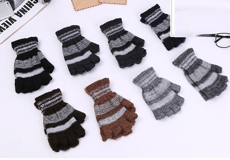 Cheap Mohair Wool Acrylic Brushed Half Finger Fingerless Magic Knit Gloves Plush