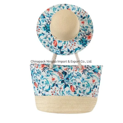 Borsa da spiaggia e kit cappelli in paglia donna alla moda