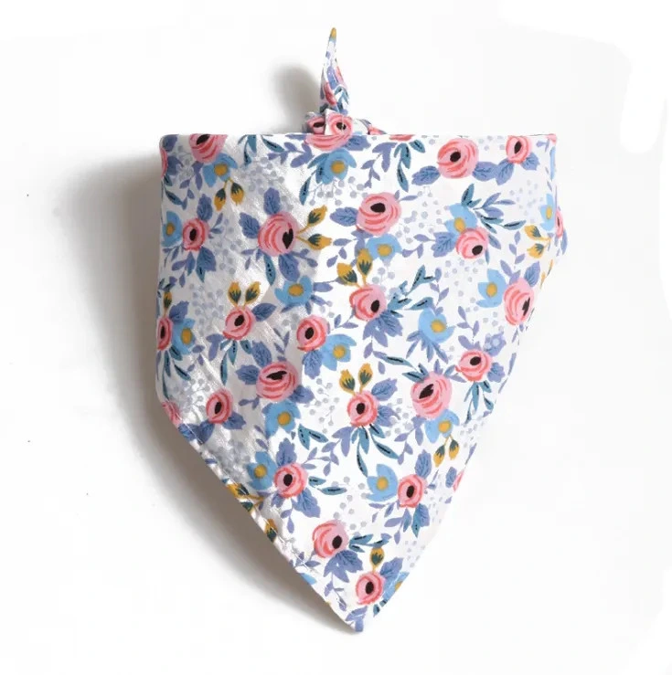 Flowers Pattern Pet Bandanas Saliva Towel Dog Triangle Scarf