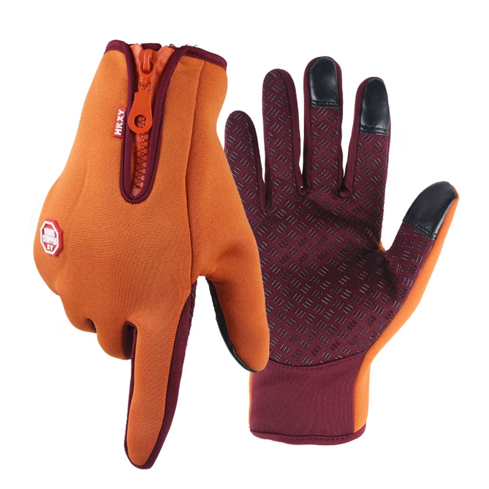 Full Finger Gloves for Running Hiking Climbing Skiing Outdoor Sports Winter Gloves Finger Touch Gloves with Zipper