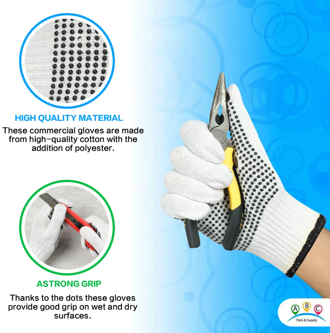 China Wholesale Price Safety/Work/Labor Glove Industrial/Construction/Working Guante PVC Dotted/Dots Cotton Knitted Gloves