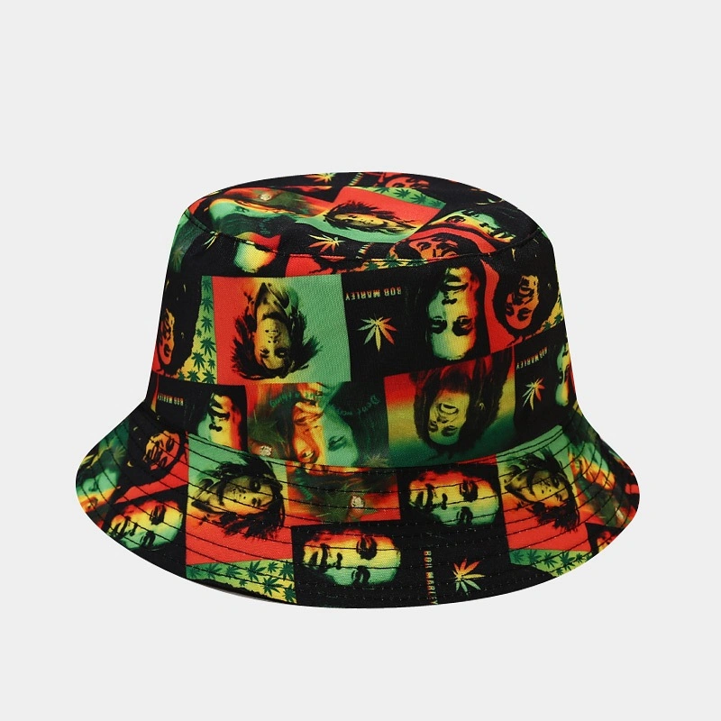 Personalized Famous Singer Bob Marley Cotton Custom Logo Print Fashion Bucket Hats