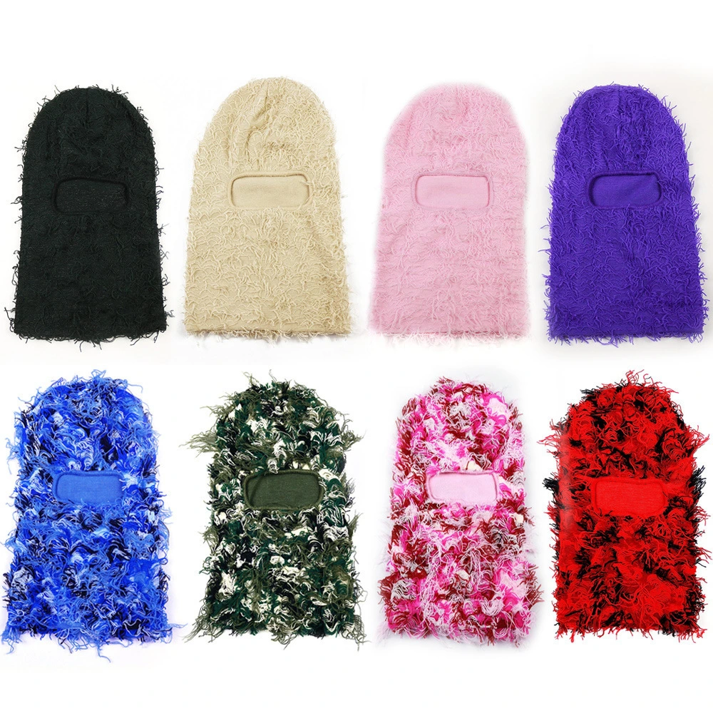 China Factory OEM Custom Design Outdoor Winter Acrylic Knitted Balaclava Cap Balaclava Face Mask