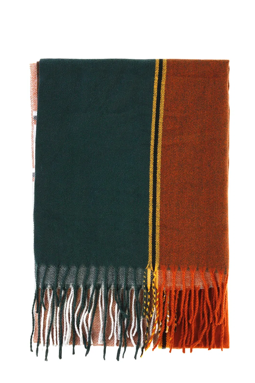 Fashion Warm Fringe Scarf Cashmere Soft Feeling Poly Viscose Plaid Winter Scarves with Fringe