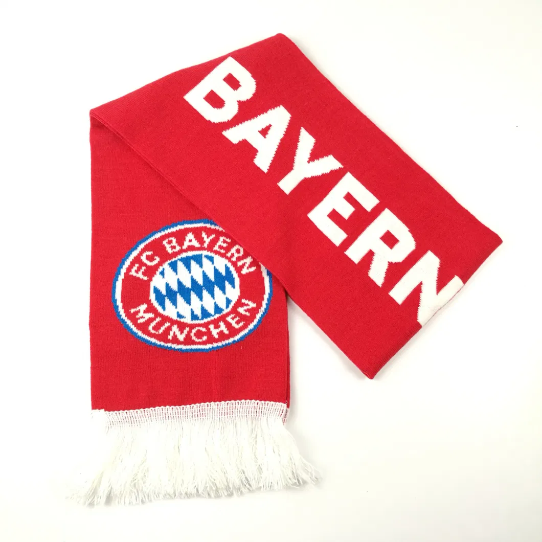 Unisex High Quality Customized Jacquard Acrylic Knitted Sports Soccer Football Fans Scarf