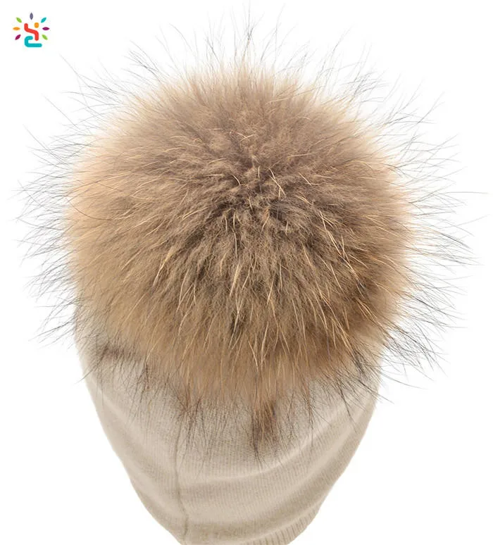 Women&prime;s Pure Cashmere POM POM Fur Ball Knit Slouchy Hat