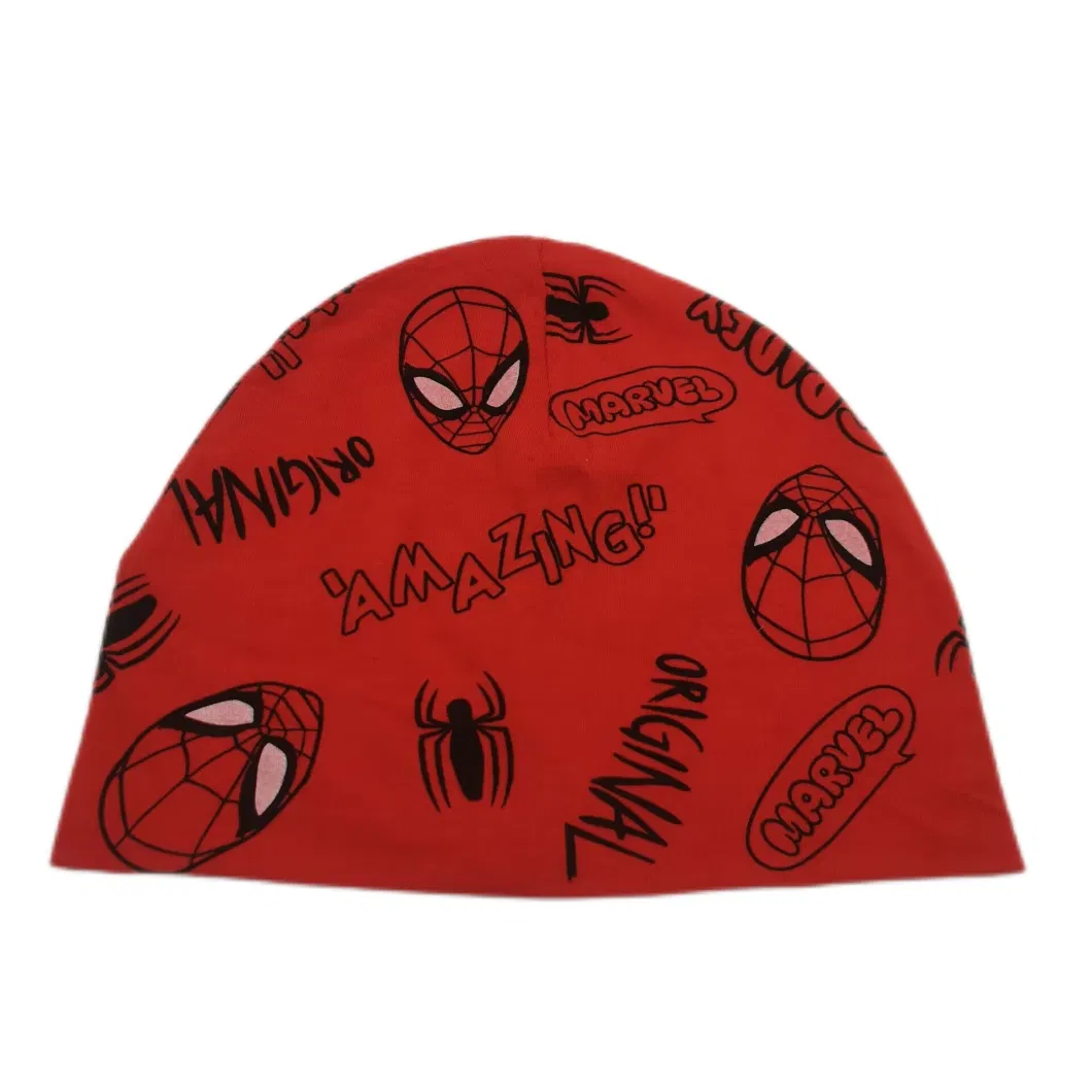 Marvel Kids Cap Blue and Red Spider-Man Printed 95% Cotton 5% Spandex Single Jersey Beanie Hat