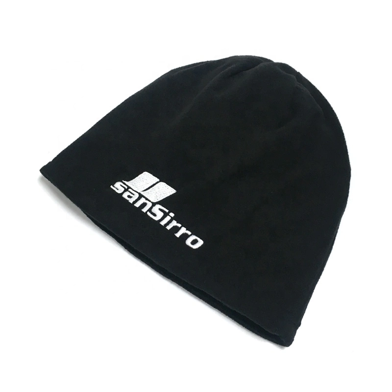 Custom Winter Thick Warm Polar Fleece Knitted Hat with Embroidery Logo