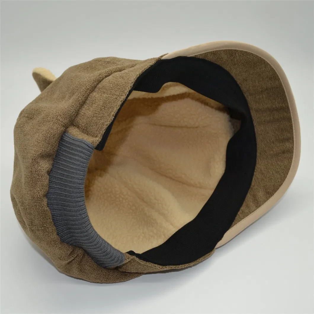 Cream-Colored Khaki Polar Fleece Autumn Warm Winter Khaki Average Size Lovely Alpaca Ear Cap Hat for Adults