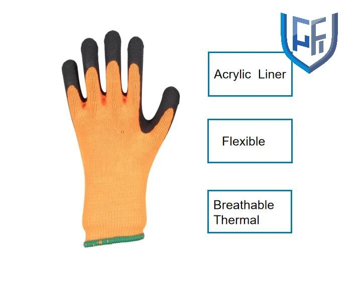 Cheap Winter Outdoor Working Gloves Insulated Acrylic Anti-Scratch Gloves Latex Foam Coated Fleece Lined Thermal Gloves