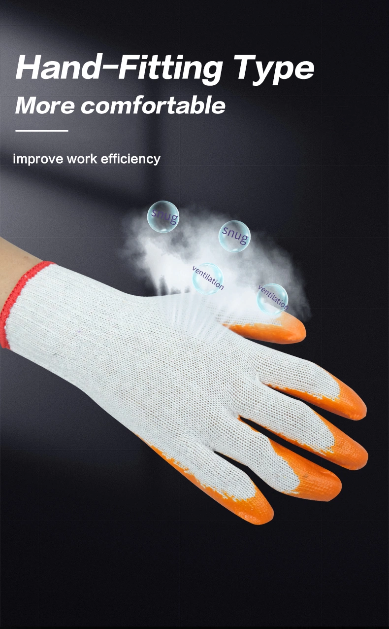 Wholesale Price 30-80g/Pairs Protective/Hand/Industrial/Construction/Safety/Work Labor Cotton Knitted Latex Coated Gloves for Working