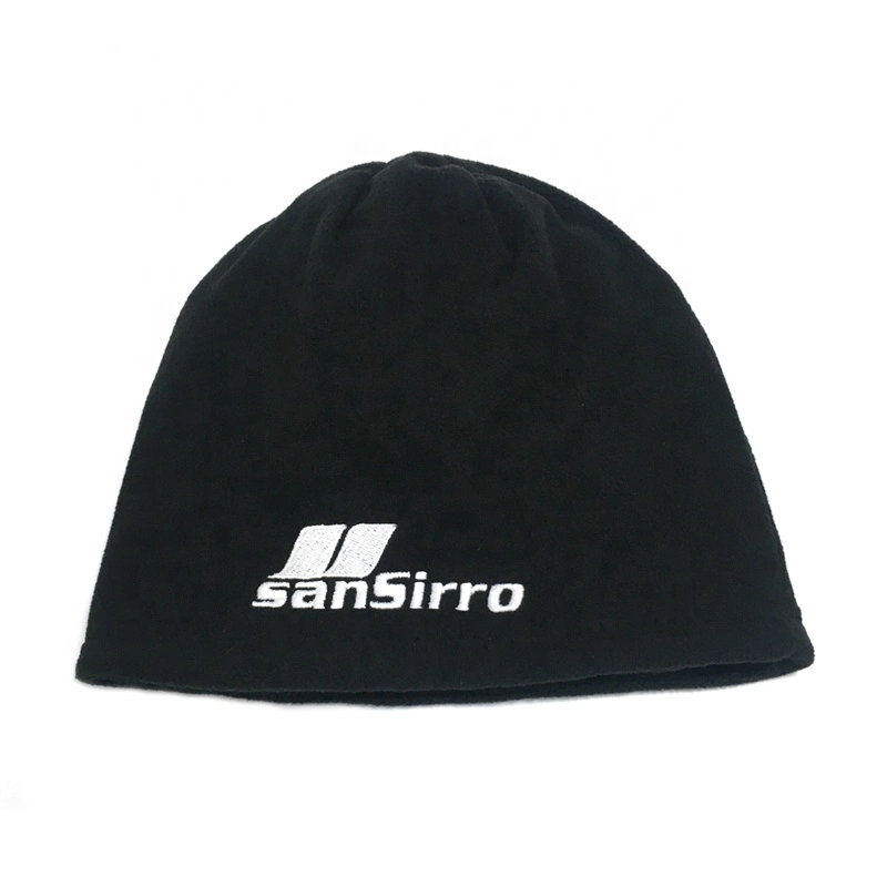 Custom Winter Thick Warm Polar Fleece Knitted Hat with Embroidery Logo