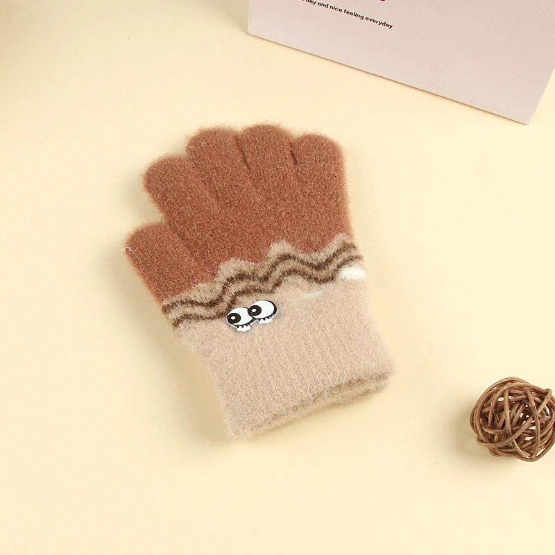 Children&prime;s Autumn Winter Outdoor Anti-Freezing Students Cute Cartoon Jacquard Baby Warm Gloves