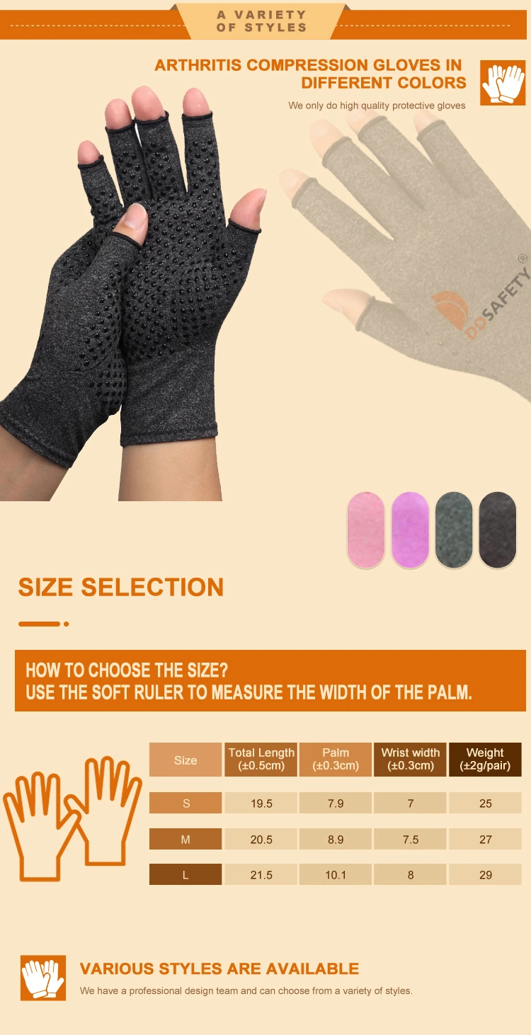 Heated Fingerless Anti-Slip Glue DOT Arthritis Compression Gloves for Hand Arthritis Rheumatoid Osteoarthritis Carpal Tunnel Pain Luvas Guantes