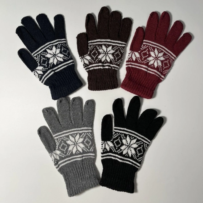 Cheap Christmas Snowflake Winter Magic Gloves Knitted Thermal Cold-Proof Jacquard Recycled Yarn