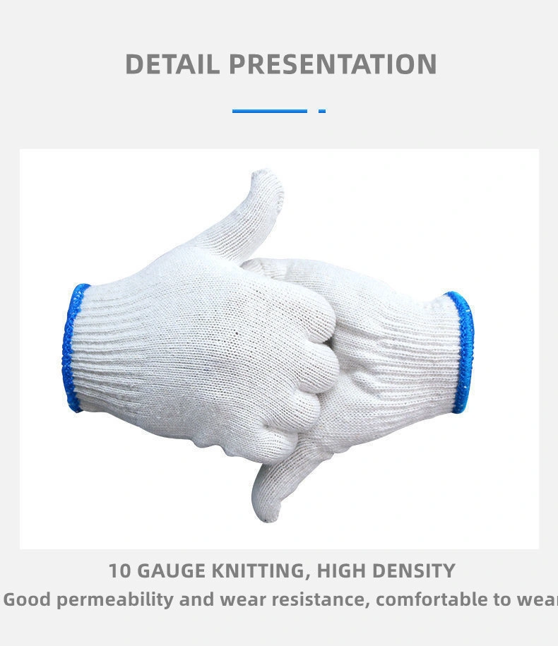 China Wholesale White 7/10gauge Cotton Knitted Glove Hand Guantes Safety Work Gloves