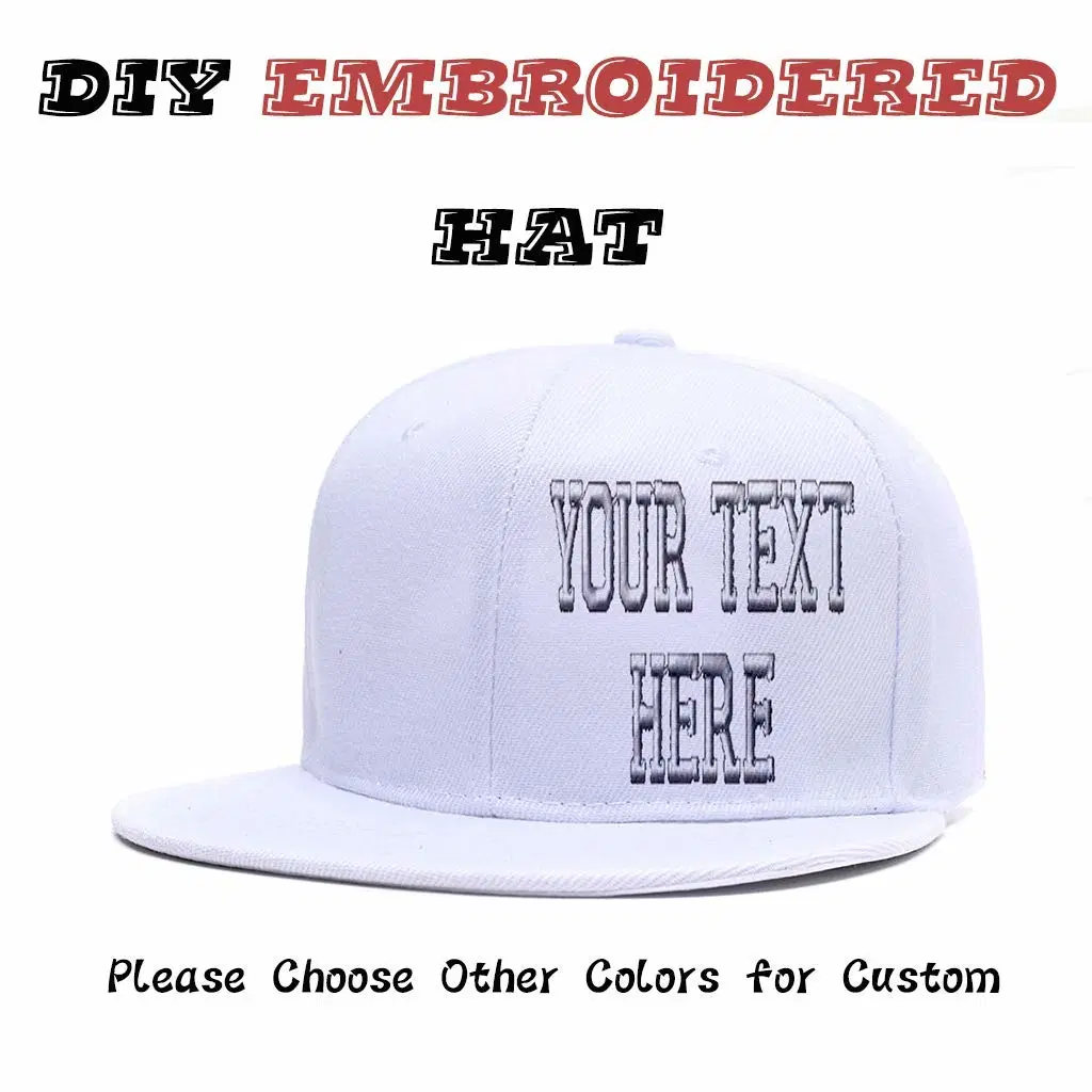 Wholesale 100% Cotton Embroidered Adjustable Custom Logo Flat Brim Hiphop Baseball Cap Hat