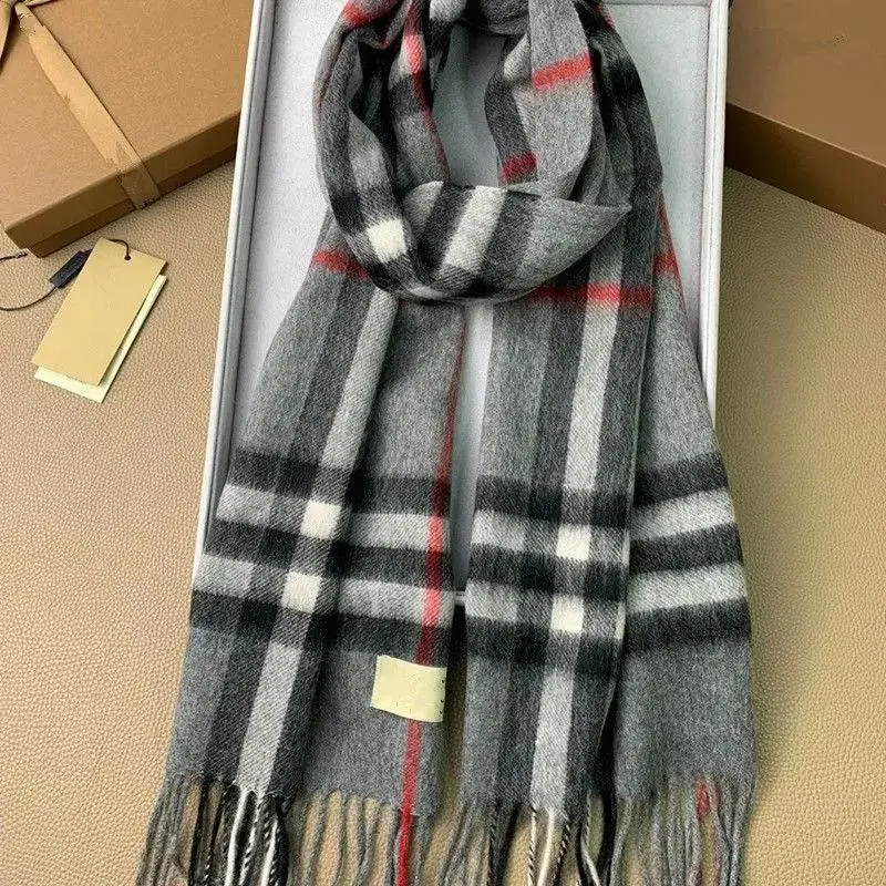 2024 Fashion Luxury Brand Letter Stripe Cashmere Scarf Winter Thickening Warm Tassel Shawl Famous Designer Scarf