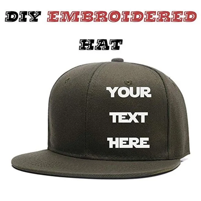 Wholesale 100% Cotton Embroidered Adjustable Custom Logo Flat Brim Hiphop Baseball Cap Hat