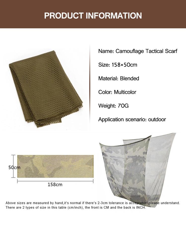 Tactical Sports Mesh Square Towel Camouflage Multi-Color Scarf