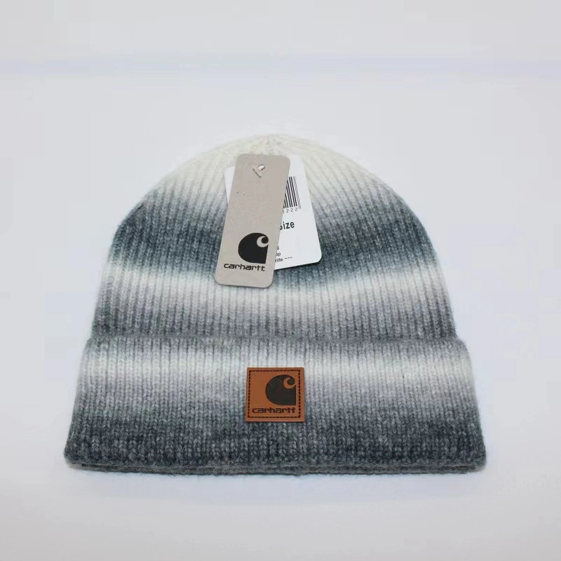 2023 New Autumn Gradient Knitted Striped Fashion Beanie Hat Popular