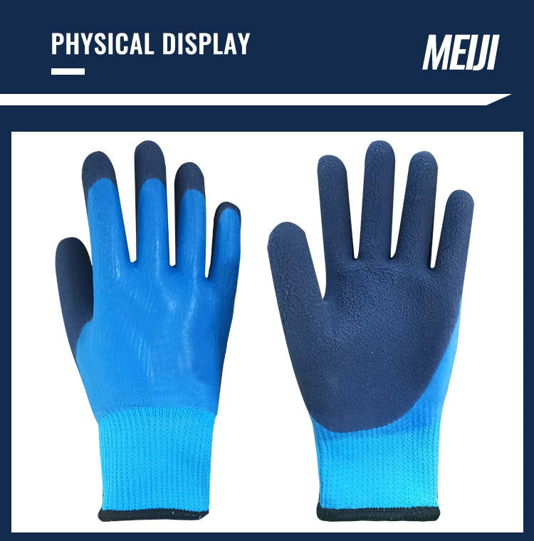 Hot Style Double Latex Waterproof Safety Work Gloves with Wool Rings for Winter Warmth