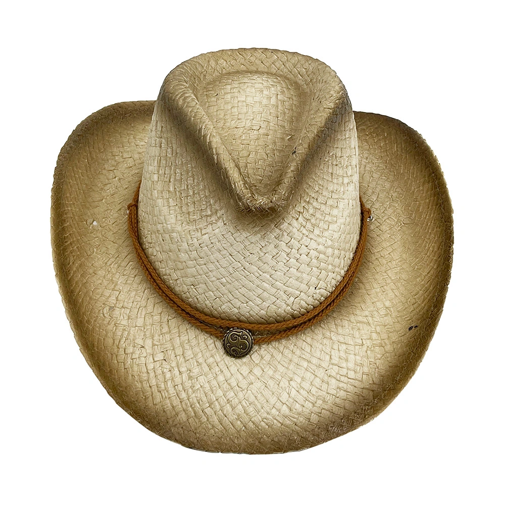 Factory Price Plain Dyed Unisex Hats Women Men Custom Printing Straw Raffia Cowboy Hat