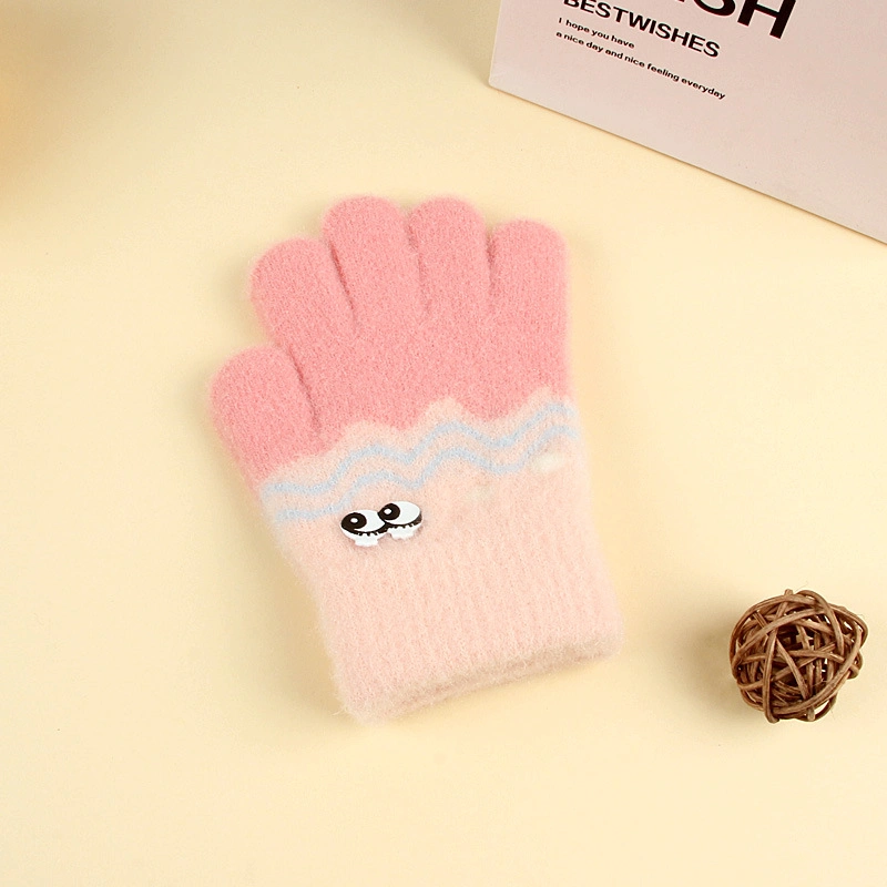 Children&prime;s Autumn Winter Outdoor Anti-Freezing Students Cute Cartoon Jacquard Baby Warm Gloves