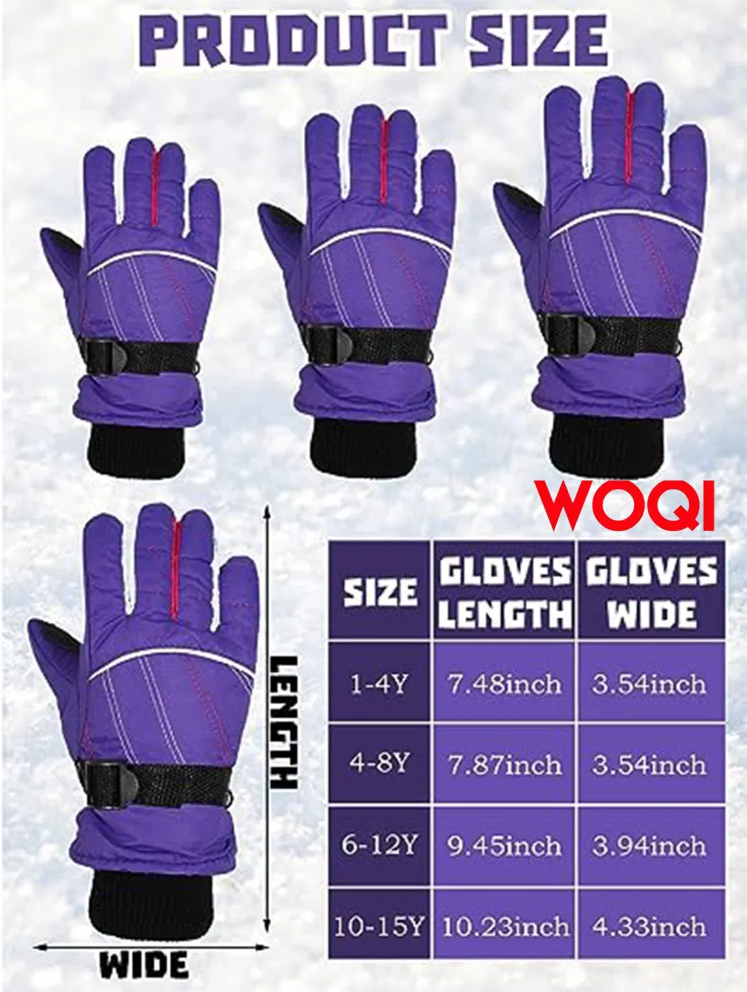 Woqi Winter Windproof and Warm Children&prime;s Ski Gloves, Waterproof Gloves