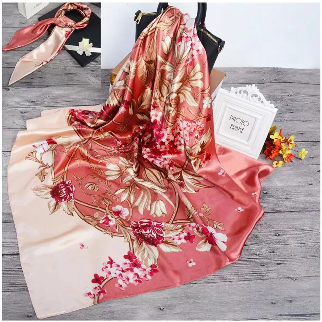 Wholesale Mulberry Silky Like Square Head Wrap Neck Scarves for Ladies