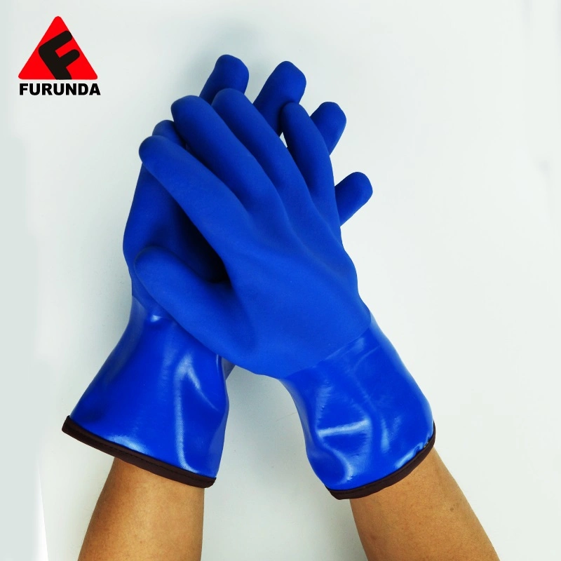 Blue PVC Winter Use Chemical Resistance Fishing Work Glove