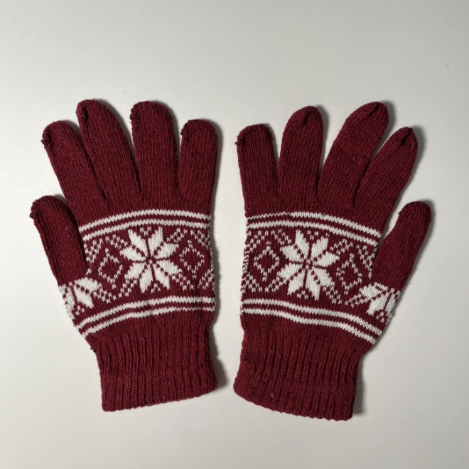 Cheap Christmas Snowflake Winter Magic Gloves Knitted Thermal Cold-Proof Jacquard Recycled Yarn