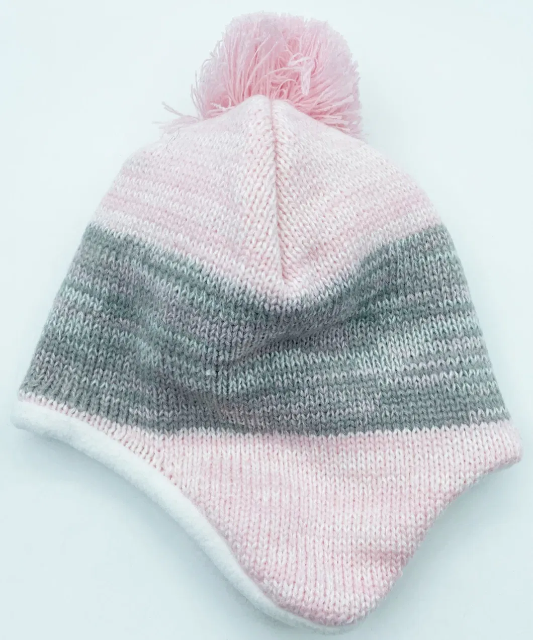 Pink Black Melange Colors Acrylic Knit Earflap Small Kids Beanie Hat