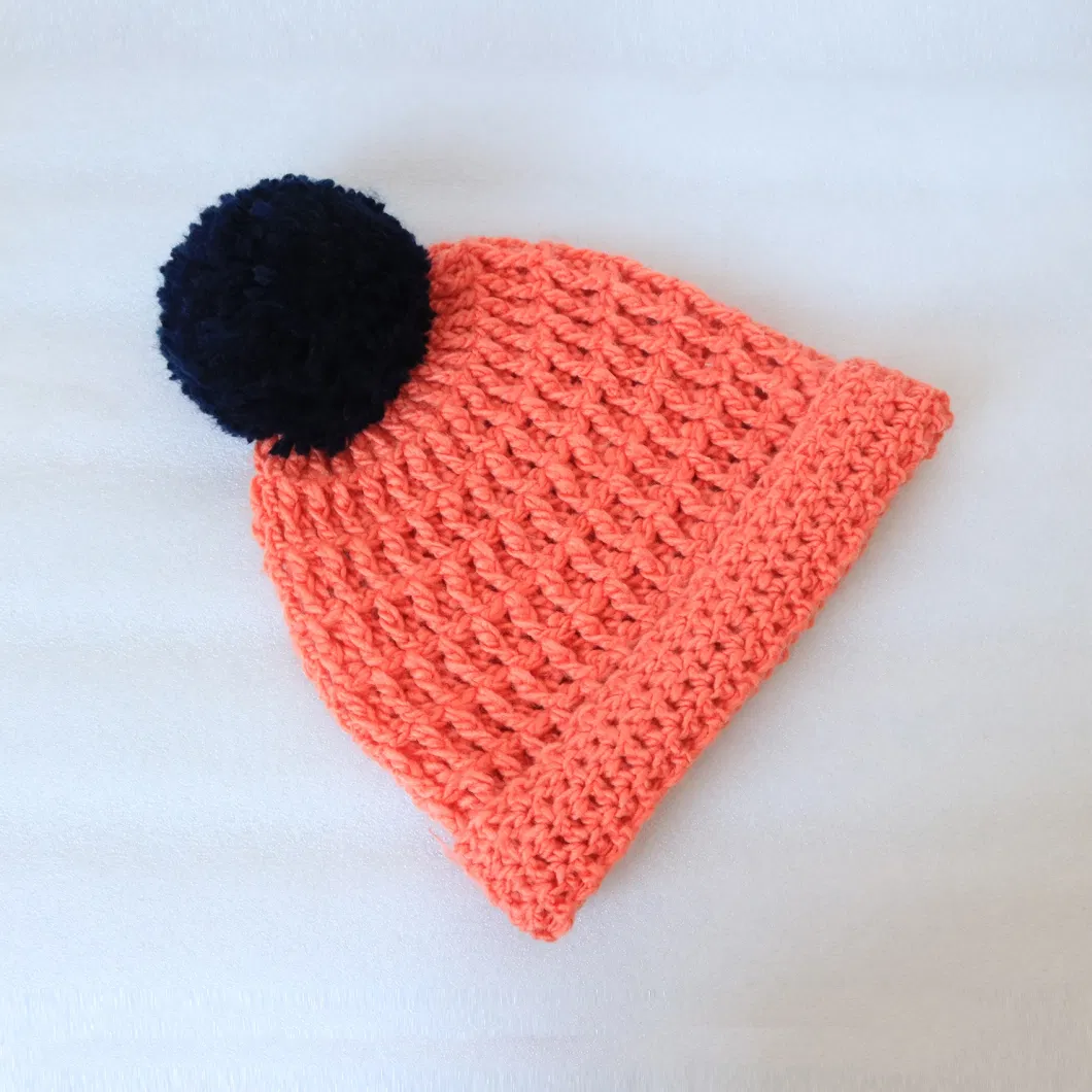 Soft Winter Cotton Custom Made POM POM Woman Winter Knitted Beanies Hats