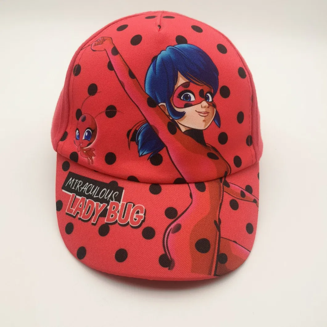 Girls Hat Red Cartoon Print Cute Outdoor Baseball Cap Plus 100% Polyester