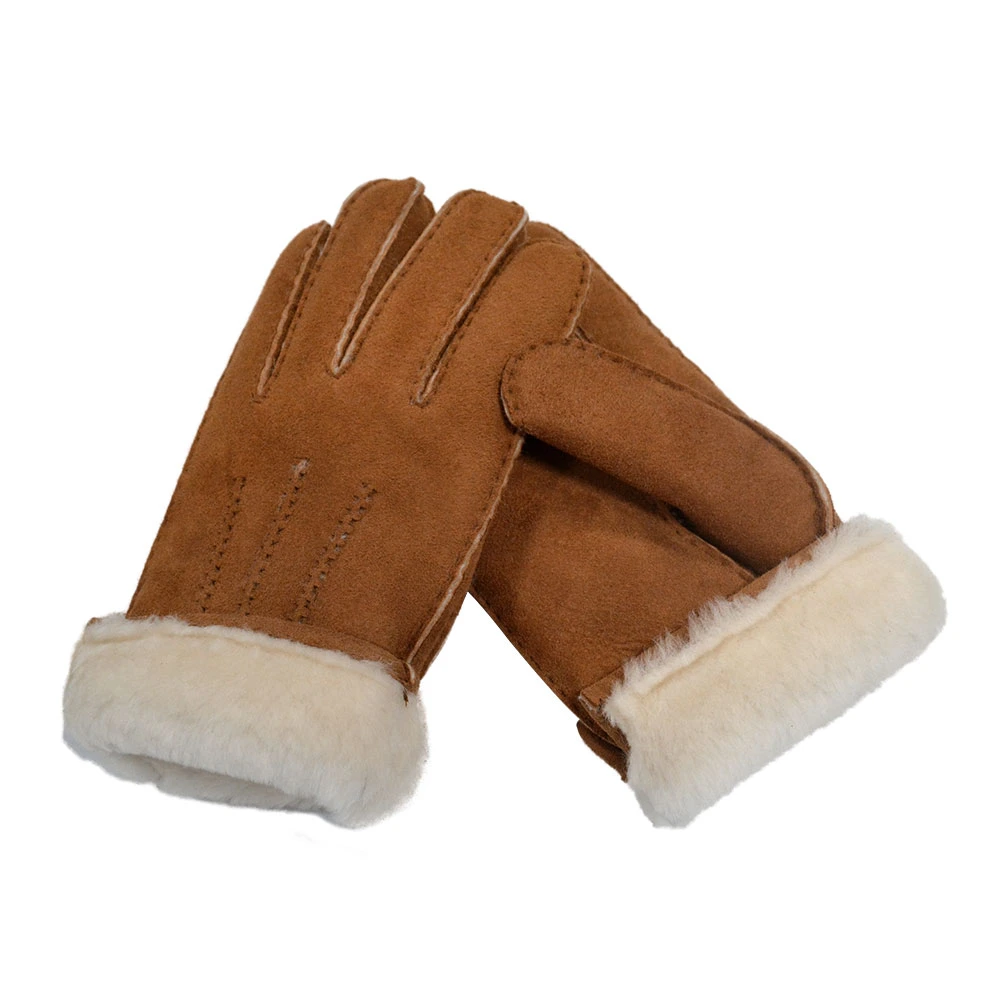 Winter Genuine Sheepskin Wool Fleece Lining Thick Unisex Gloves