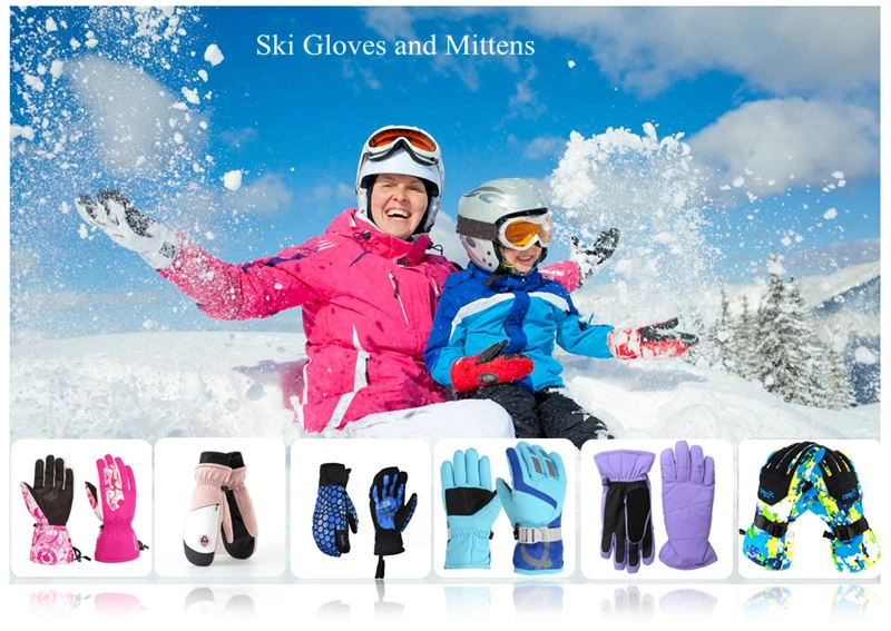 Classic Cold Weather Touch Screen Snow Ski Gloves Mittens with Knitted Cuff