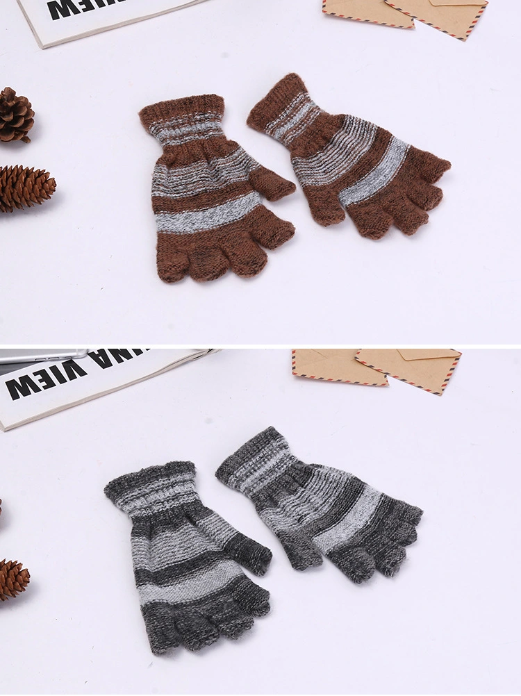 Cheap Mohair Wool Acrylic Brushed Half Finger Fingerless Magic Knit Gloves Plush