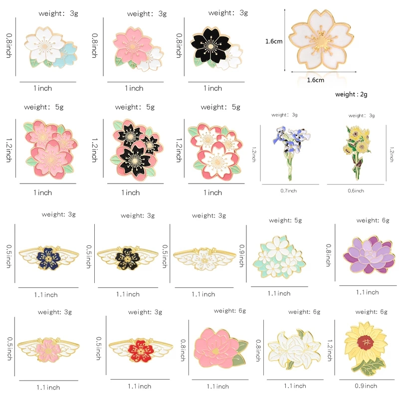 Flower Suits Series Enamel Cherry Blossom Sakura Brooches Bag Lapel Pin Badge