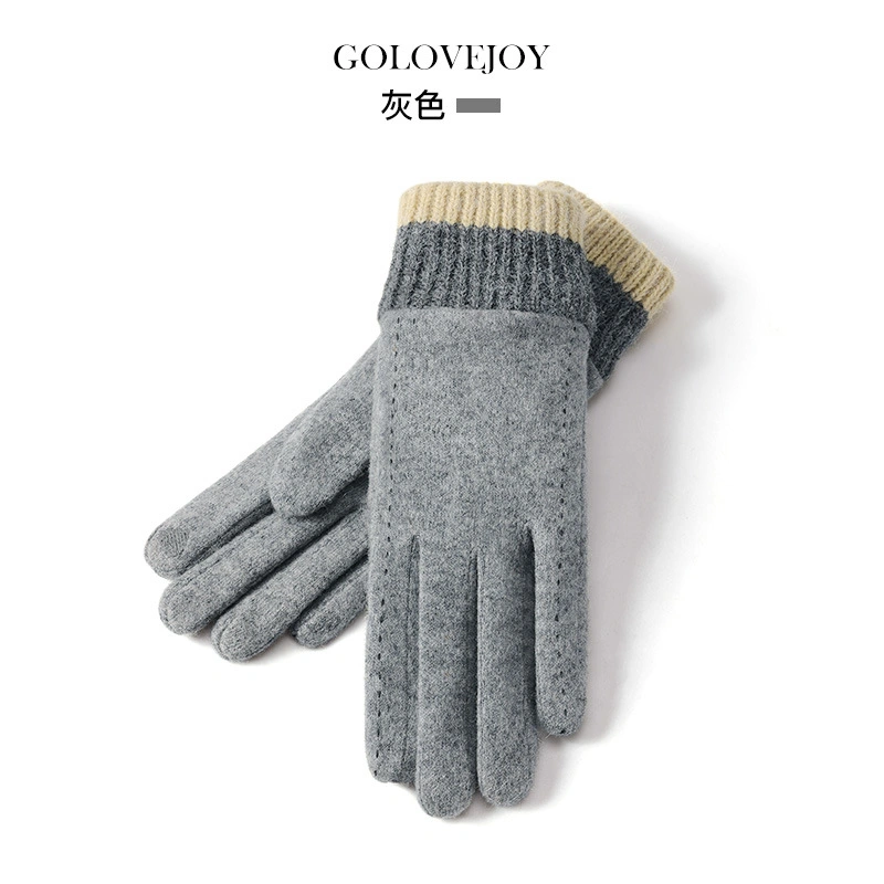 Women&prime;s Wool New Winter Cycling Warm and Fleece Shell Touch Screen Gloves