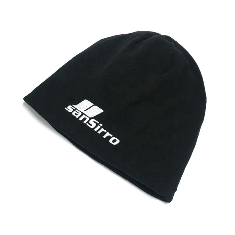 Custom Winter Thick Warm Polar Fleece Knitted Hat with Embroidery Logo