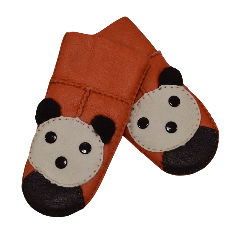 Custom Fashion Elegant Cheap Hand-Sewing Genuine Sheepskin Shearling Winter Gloves for Kids