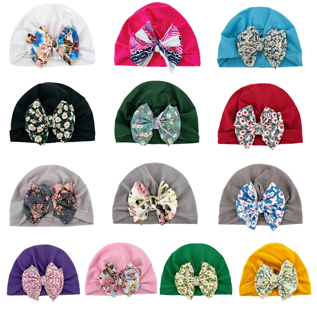 Autumn and Winter Embroidery Butterfly Knot Children&prime;s Warm Hats Baby Baotou Hats Baby Hat Wrap Band Flower Hair Head Scarf