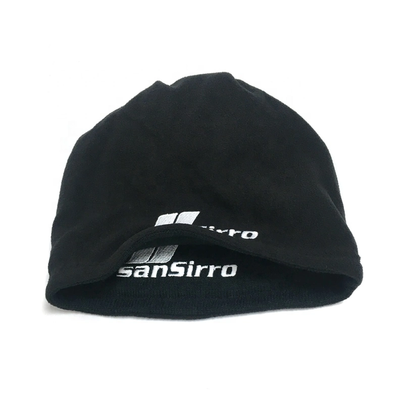 Custom Winter Thick Warm Polar Fleece Knitted Hat with Embroidery Logo