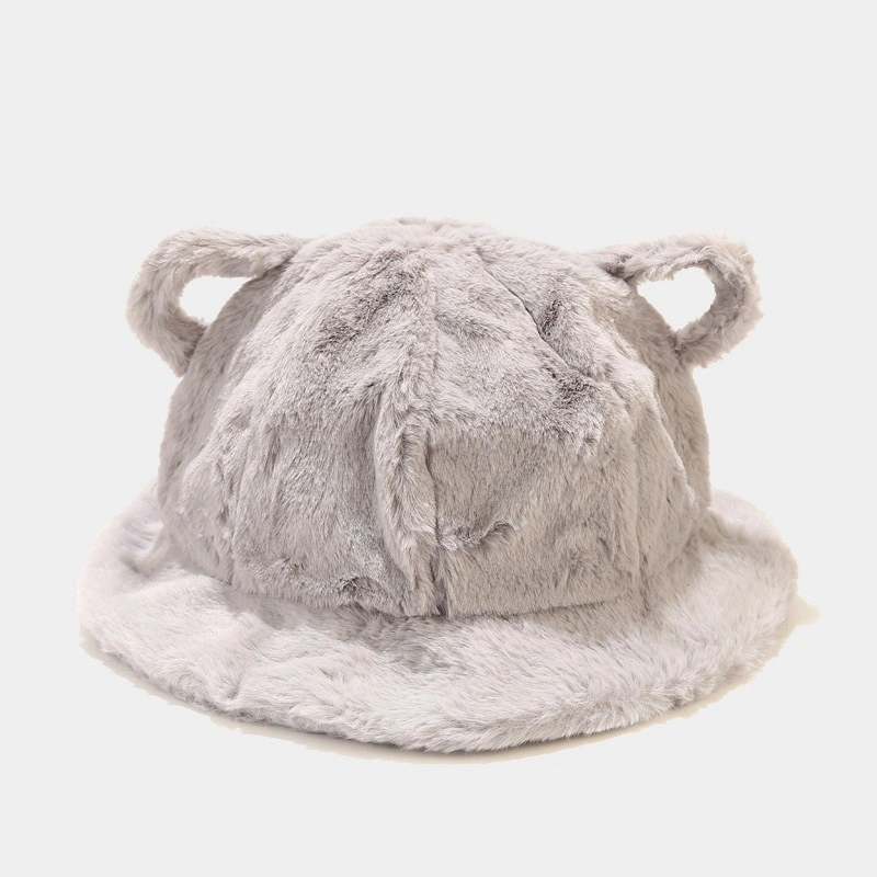 Winter Cute Cat Ear Fisher Hat Warm Fleece Plush Bucket Hats