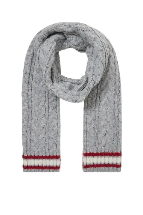 Custom Fashion Winter Warm Grey Melange Twisted Scarf with Polar Fleece Lining